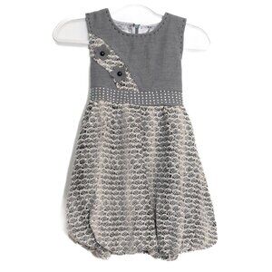 Girls Size XL Grey & White Sleeveless Dress With Lace & Rhinestone Details